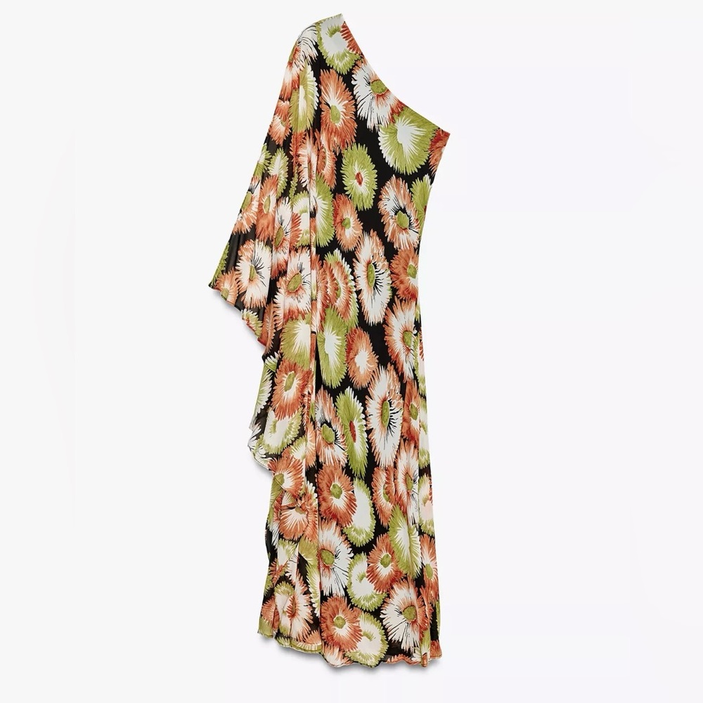 Zara Collection Floral One-Shoulder Dress